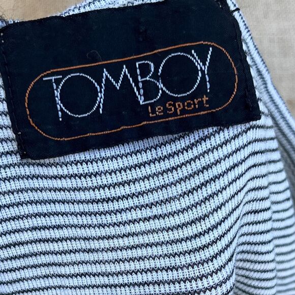 1980s Striped Baby tee Size M/L Retro T-shirt Scoop neck - Picture 10 of 10